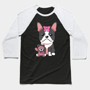 Cute French Bulldog holds a teddy bear Baseball T-Shirt